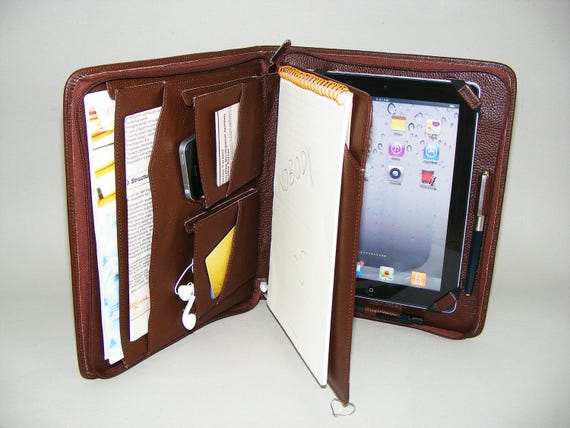 Coffee Pad mn Zpper Portfolo Case wth Wrtng Paper Pad Holder