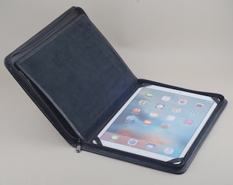 Leren iPad Pro-portemonneehoes met kladblokpapier van A4-formaat, zakelijke draagtas met ritssluiting iPad Pro 12.9-aktetas, met Apple-potloodhouder