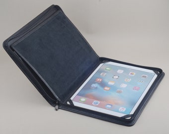Leather iPad Pro 12.9 Portfolio Case: A4 Notepad, Zippered Business Briefcase