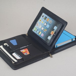 iPad mini Leather Briefcase with A5 Junior Notepad,iPad mini Carrying Portfolio Case with A5 size Moleskine LEUCHTTURM1917