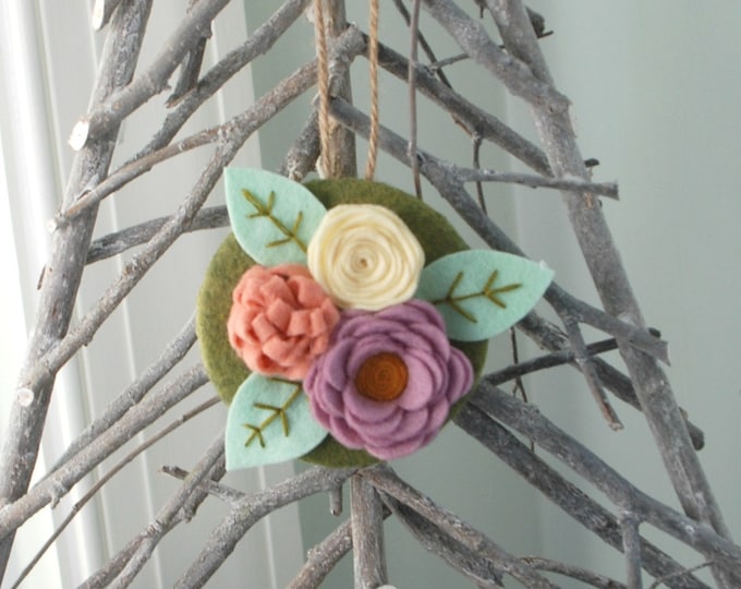 Felt Flower Bouquet Ornament Flower Christmas Ornament Etsy