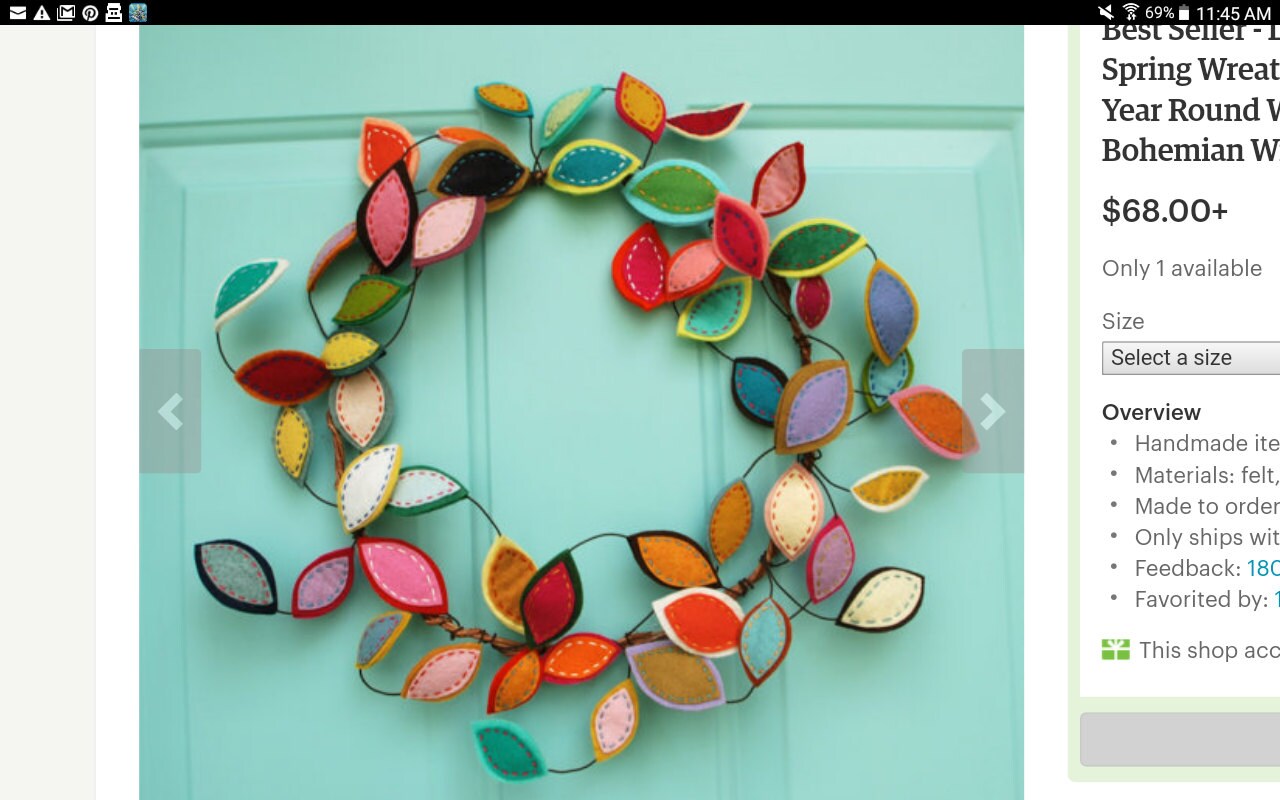 Felt Leaf Wreath in Custom Colors Etsy