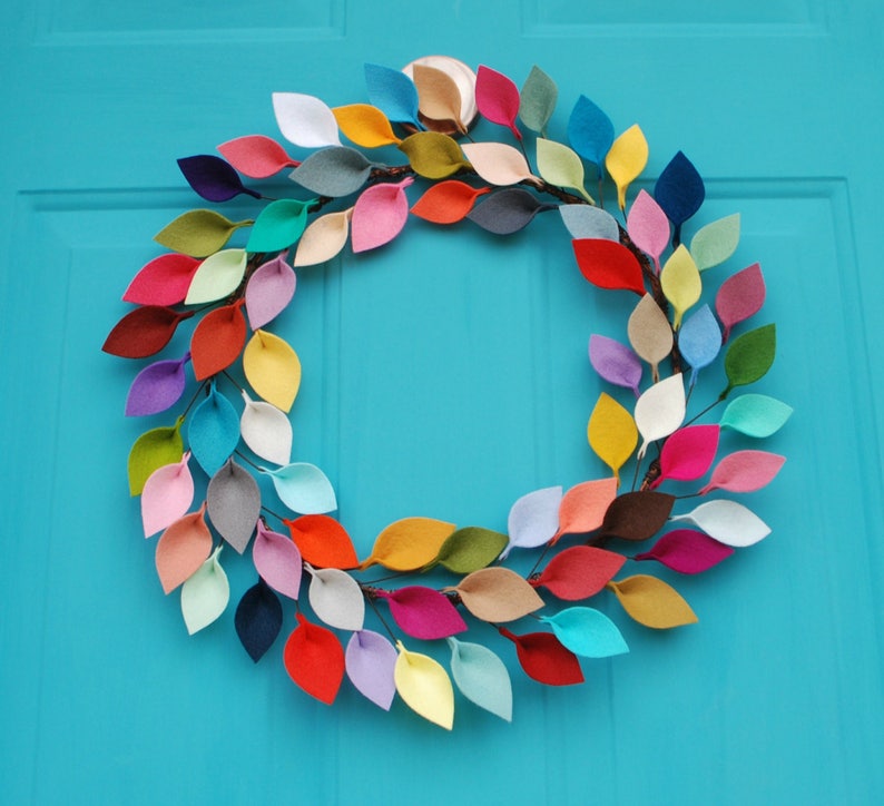 Modern Rainbow Door Wreath / Bright Everyday Wreath for Front 