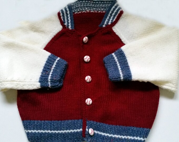 Baby Boy // Baseball Jacket // Hand Knit Etsy