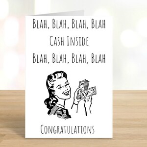 Imprimable Blah Blah Blah Blah Blah en argent comptant à l'intérieur, Carte drôle, femme, Carte de quarantaine, Cadeau de quarantaine, Carte de fin d'études