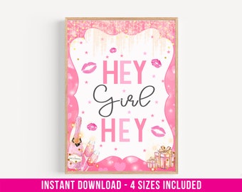 Galentines Day Decor / Hey Girl Hey / Galentines Day Print / Galentines Day / Galentines Day Printable / Galentines Day Party / Digital