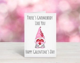 Printable There's Gnomebody Like You / Funny Galentine's Day Card / Galentine's Day Card / Galentines Card / Gnome Galentine /Digital