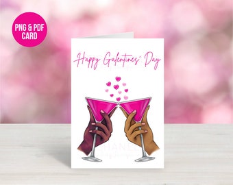 Happy Galentine's Day / Galentines Day Card / Girls and Cocktails / Galentines Card / Cocktail Card / Galentine's Day / Galentine / Digital