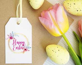 Printable Easter / Happy Easter / Easter Gift Tags / Set of 12 / Easter Basket Tag / Easter Tags / Easter Gift / Easter Rabbit / Easter