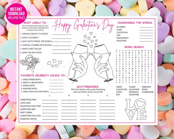 Galentines Day Games / Printable Galentines Day Games / | Etsy