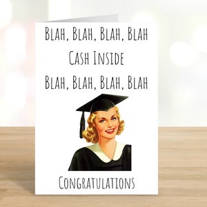 Imprimable Blah, Blah, Blah, Blah / Cash Inside / Funny Graduation Card / Woman Grad / Quarantine Gift / Graduation Card / DIGITAL DOWNLOAD