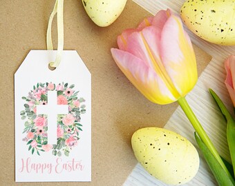 Printable Easter Tags / Happy Easter / Easter Gift Tags / Set of 12 / Easter Tags / Easter Gift / Easter Tag Printable / Easter Flowers