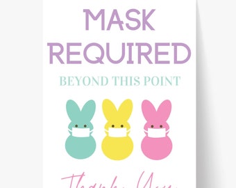 Printable / Easter Mask Sign / Mask Required / Beyond This Point / Easter Sign / Mask Sign / Door Sign / Business Sign / Window Sign / Peeps