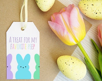 Printable Easter / A Treat For My Favorite Peep / Easter Gift Tags / Set of 12 / Easter Basket Tag / Easter Tags / Easter Gift / Peeps