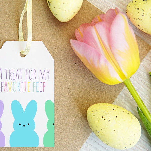 Afdrukbare Pasen / een traktatie voor mijn favoriete Peep / Easter Gift Tags / Set van 12 / Easter Basket Tag / Easter Tags / Paascadeau / Peeps