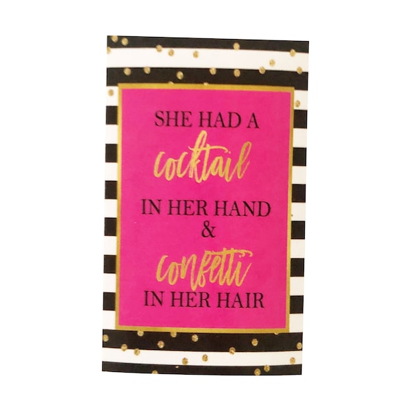 Kate Spade Stickers / Kate Spade / She Had A Cocktail In Her Hand And / Confetti In Her Hair / Kate Spade Party / Kate Spade Birthday