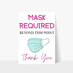 Printable Mask Required Beyond This Point Sign / Mask Sign / Mask Required / Door Sign / Business Sign / Window Sign / Storefront Sign