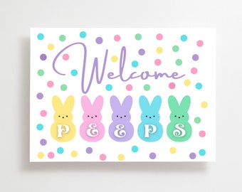 Printable / Welcome Peeps / Easter Sign / Easter Decor / Easter Decorations / Easter 2021 / Peeps / Retro Easter / Happy Easter / My Peeps