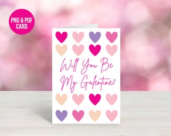 Will You Be My Galentine / Galentines Day Card / Galentine Hearts / Galentines Card / Cocktail Card / Galentine's Day / Galentine / Digital