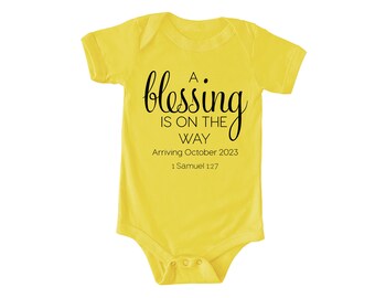 A Blessing Is On The Way / Pregnancy Announcement / Due October 2023 / Onesie Pregnancy Announcement / Baby Announcement Onesie / Due Date