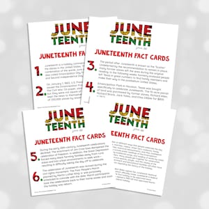 Cartes d'information Juneteenth imprimables / Juneteenth / Cartes Juneteenth / Célébration Juneteenth / Cadeaux Juneteenth / Party Juneteenth