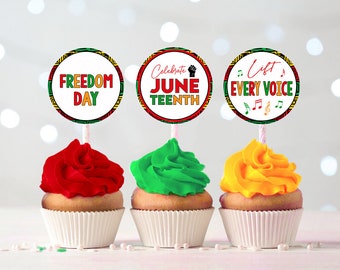 Printable Juneteenth Cupcake Toppers / Juneteenth / Set of 12 / Juneteenth Party / Juneteenth Celebration / Juneteenth Decorations / 1865