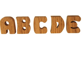 Complete Wooden Alphabet Set - 26 Letters - Choose from Oak or Paintable Unfinished Poplar