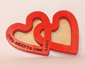 Candy dish or catchall. "Two hearts, one love" cut into two intertwined hearts.