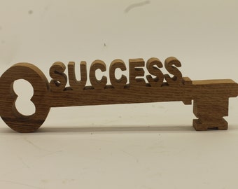 Key to success desk sign or wall hanging handcrafted from oak