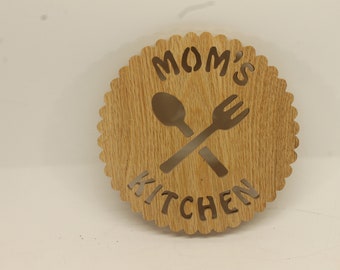 Mom's kitchen trivet handcrafted from oak