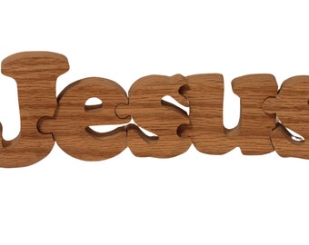 Jesus puzzle made from solid red oak