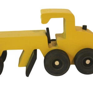Road construction grader, wood vehicle