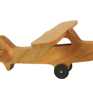 Toy wood airplane, Cessna Skyhawk, spinning propeller, turning wheels, choice of oak, cherry, or poplar