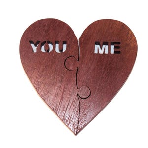 You & Me Purpleheart Wood Heart Puzzle - Etsy