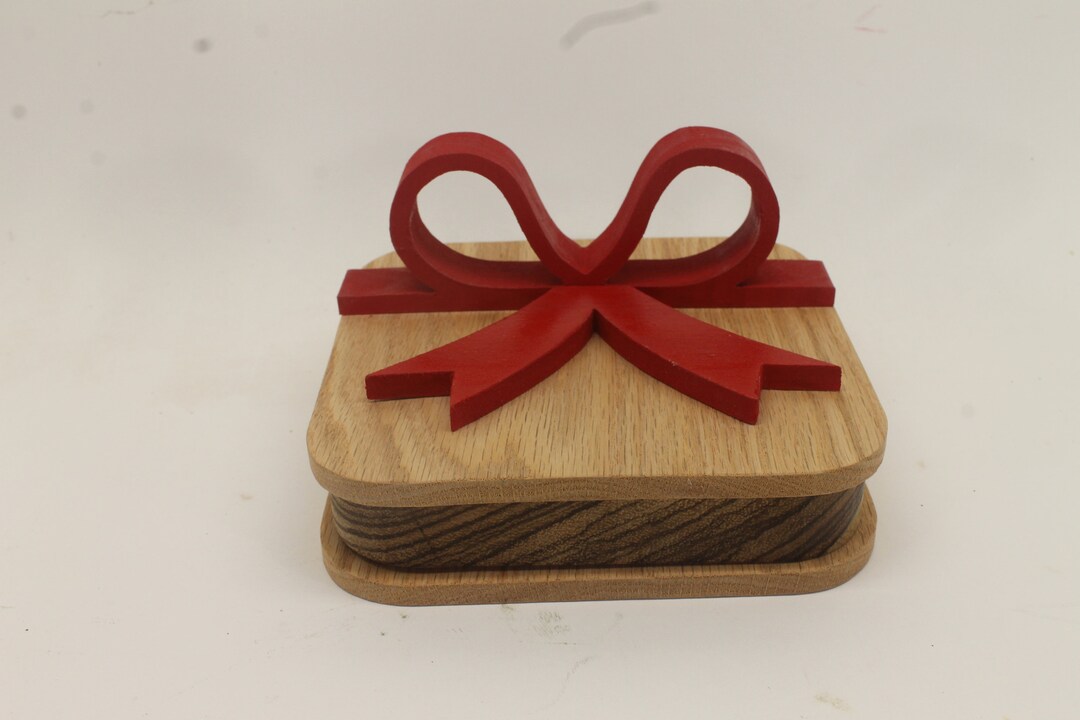 Wooden Gift Box With Attached Wooden Red Bow - Etsy