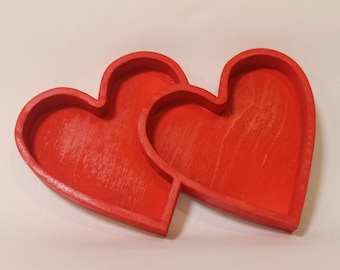 Double heart tray for candy, jewelry or as a catchall for small items