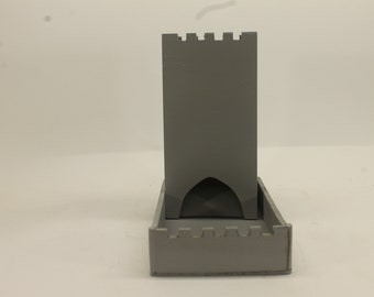 Dice tower. Are you tired of those pesky dice rolling off the table? This dice tower that looks like a castle can easily solve that problem