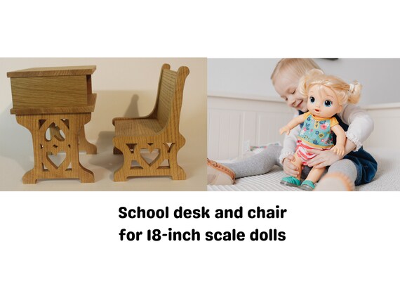 Vintage inspired Wooden Doll Desk and Chair Ideal for 18 Inch Dolls and Pretend Schooltime Etsy
