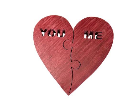 You & Me Purpleheart Wood Heart Puzzle - Etsy