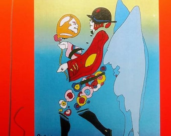 Peter Max Tip Signed Fine Art Print Mounted on Matting COA 1998 MCM 1972 Graphic Art
