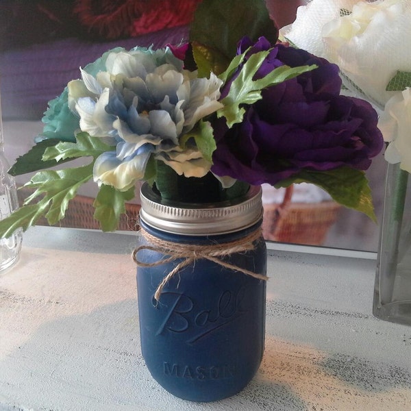 Flower Pens with Painted Mason Jar Vase