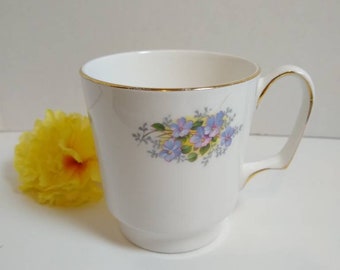 Vintage Queen Anne Bone China Cup with Forget-Me-Not Flowers Coffee Cup Teacup