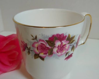 Vintage Queen Anne Bone China Cup with Pink Flowers Coffee Cup Teacup