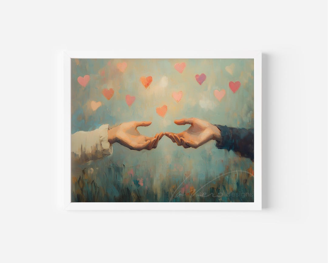 Reaching Hands Art Print – Painterly Heart Embrace (digital Download ...