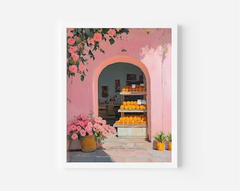 French Cafe Floral Art Print, Vintage Parisian Decor (Digital Download)
