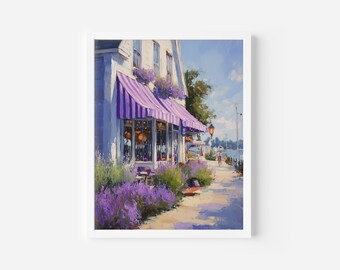 French Cafe Floral Art Print, Vintage Parisian Decor (Digital Download)