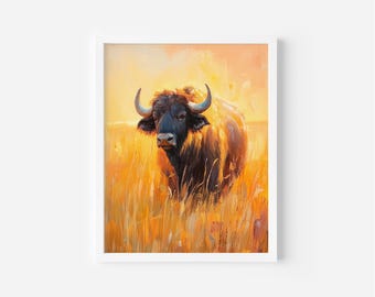 Bison Landscape Printable Wall Art, Vintage Country Home Decor (Digital Download)