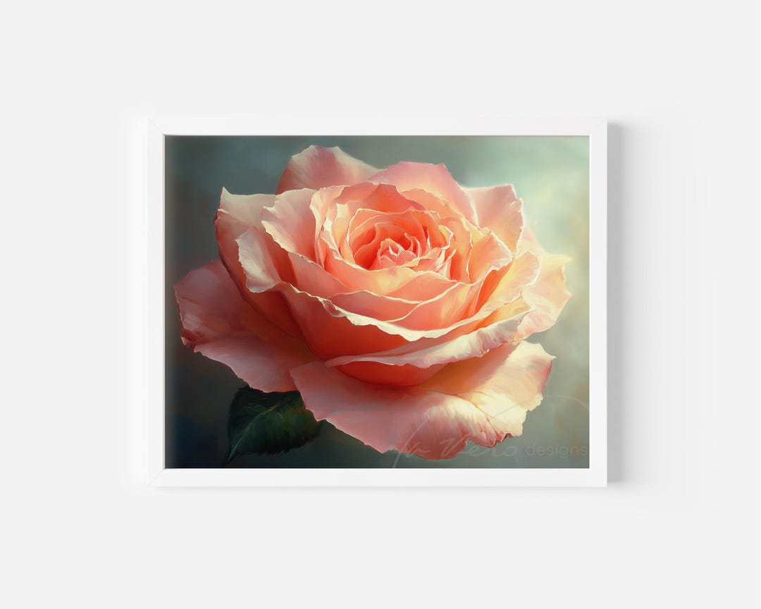 Blush Rose Art Print – Vintage Cottagecore Floral Painting (digital ...
