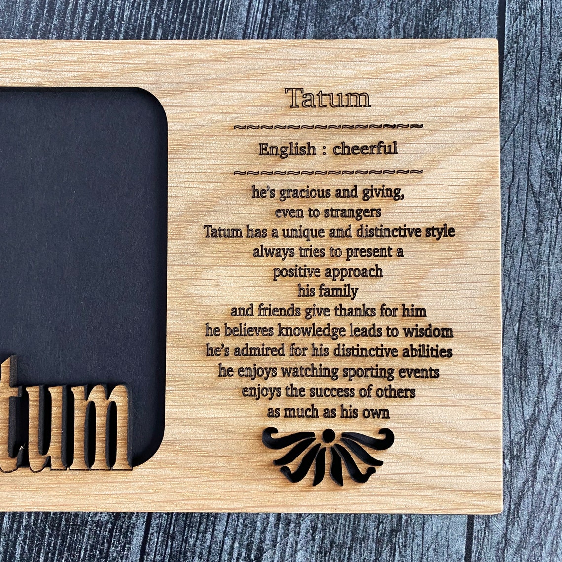 Custom Name With Meaning Photo Mat Engraved Picture Mat Etsy
