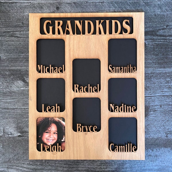 Grandkids Collage Mat Insert for Your Frame | Custom Gift | Laser Engraved | Frame/Stand not included | 2 to 12 names (opening sizes vary)